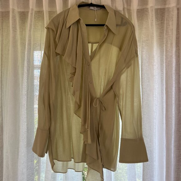 Mango | Bruna Ruffle Button-Up Shirt - Picture 1 of 3
